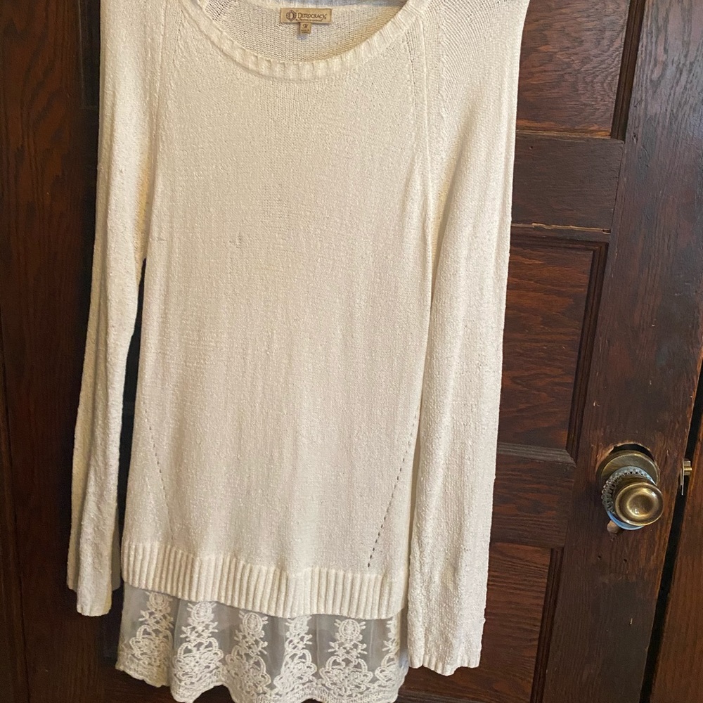 White soft Lacey sweater